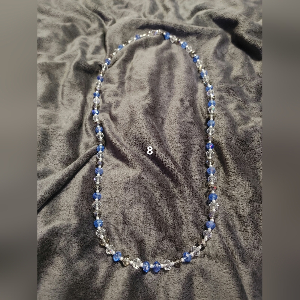 Elegant Blue and Silver Beaded Necklace